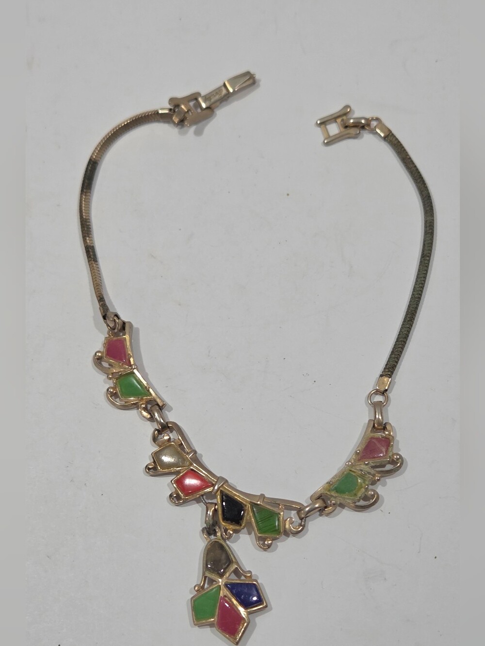 Vintage Barclay Art Deco Necklace Silver Tone.